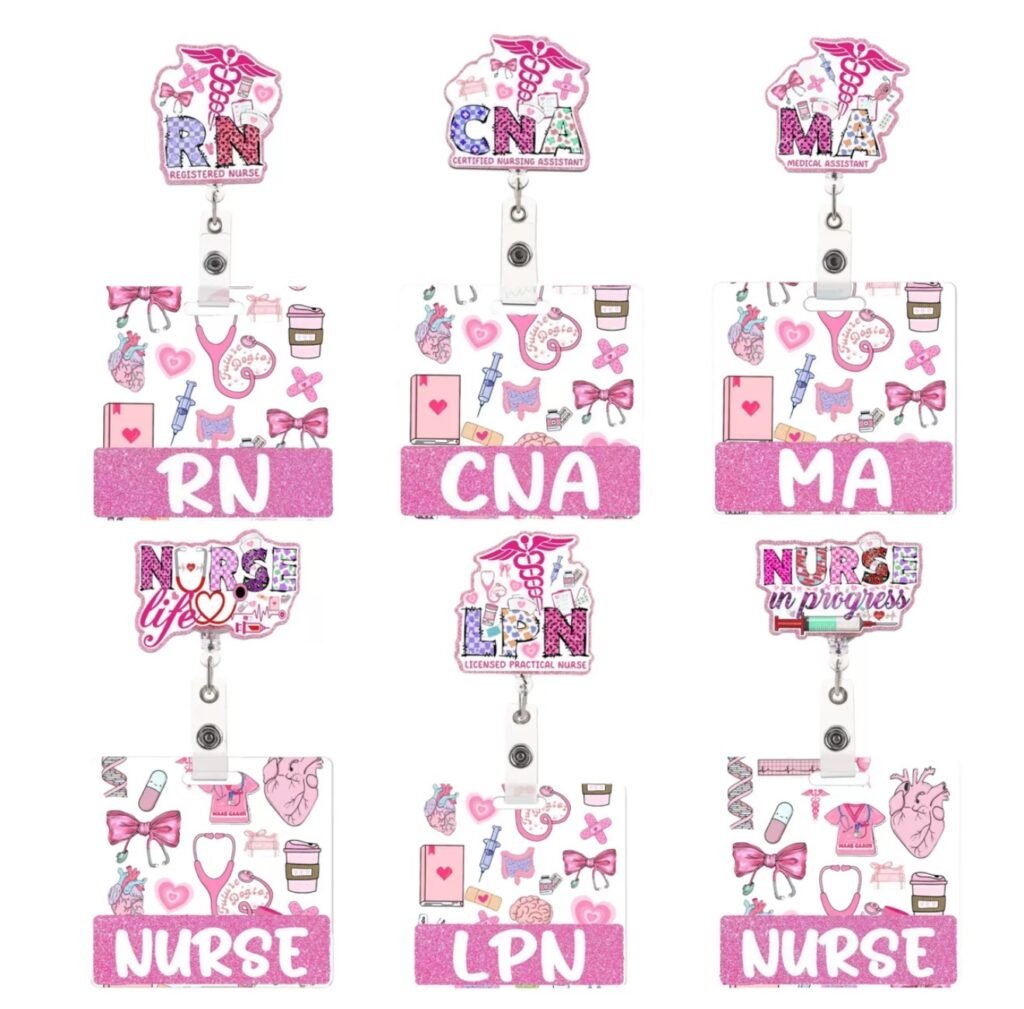Pink Healthcare Badge Buddy Set